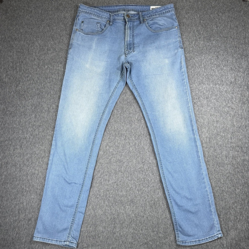 Buffalo David Bitton Jeans Mens 34x32 Blue Axel Slim Stretch Faded Denim Pants